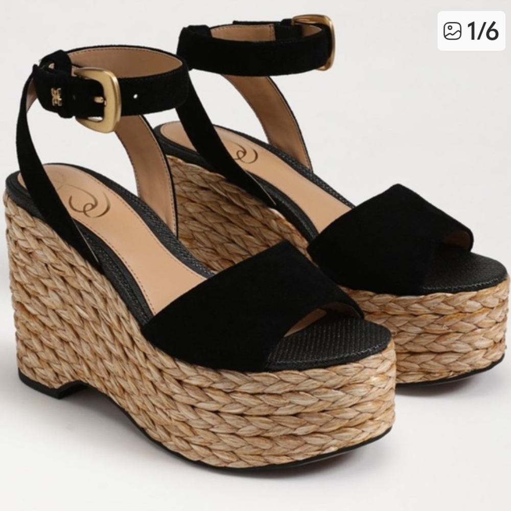 Elegant Black Wedge Sandals
